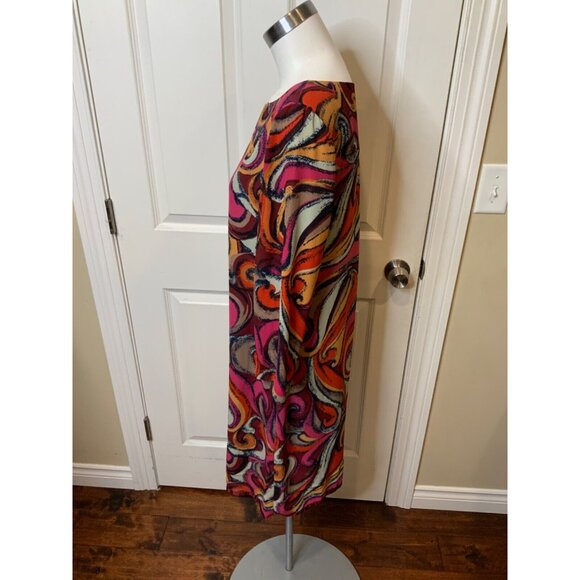 Maeve Multicolor Swirl 3/4 Sleeve Shift Dress, Size Medium - Picture 3 of 5
